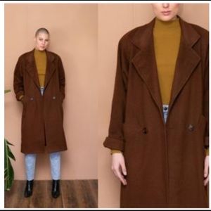 90s Wool Brown Oversized Cocoon Coat